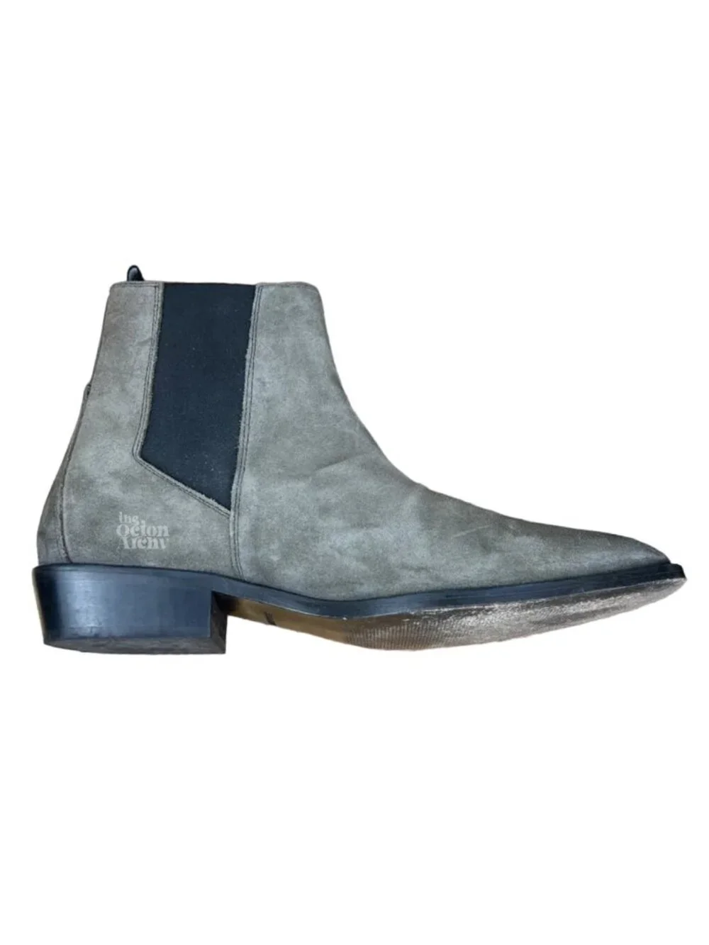 Size 12 All Saints Markus Suede Chelsea Boots 'Taupe' 34ZM0188-TPE Pre-Owned